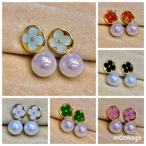 Flower pearl studs