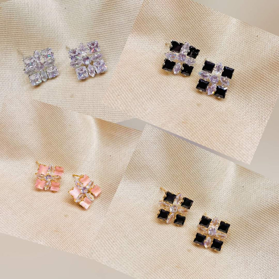 Square zircon studs