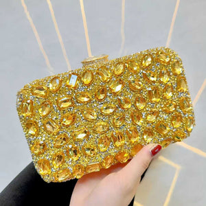 womens Square Sparkly Rhinestone Glitter Clutch Purse