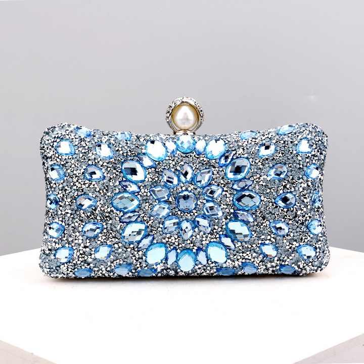 diamond multicolour shiny rhinestone handbag clutch bag ladies party wedding blue evening bags