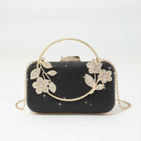 New arrival vintage rhinestone flower women's bags wedding purses elegant shoulder crossbody bag evening handbags for woman