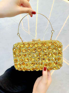 womens Square Sparkly Rhinestone Glitter Clutch Purse