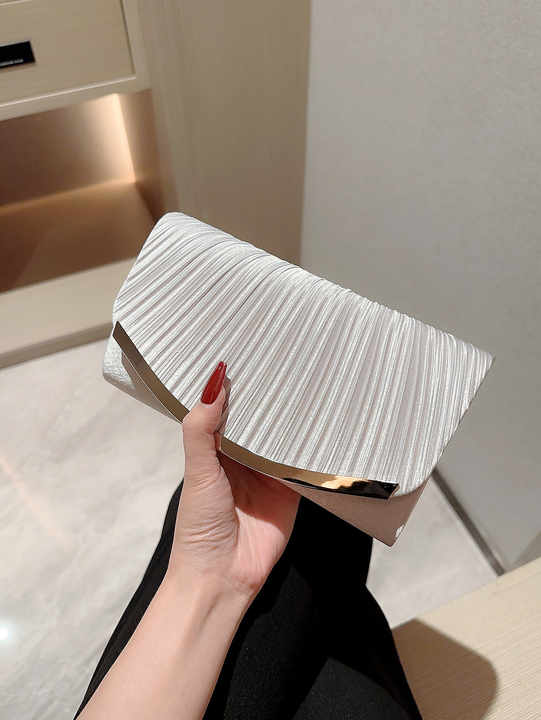 Luxury women party clutch bags dinner dress champagne handbag evening wedding wrinkle purses