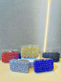 womens Square Sparkly Rhinestone Glitter Clutch Purse